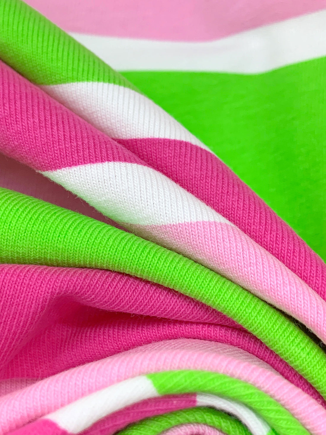 Lime/Deep Magenta/Orchid Pink Cotton/Lycra Horizontal Stripe Jersey Knit 58W