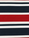 Firebrick Red/Midnight Ocean/White Cotton/Lycra Horizontal Stripe Jersey Knit 60W