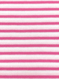 Raspberry Pink/White Cotton/Polyester Horizontal Stripe Interlock Knit 62W