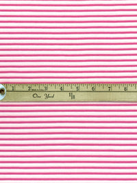 Raspberry Pink/White Cotton/Polyester Horizontal Stripe Interlock Knit 62W