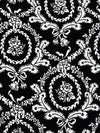 Black/White 100% Rayon Floral Framed Damask Print Challis 43W
