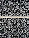 Black/White 100% Rayon Floral Framed Damask Print Challis 43W