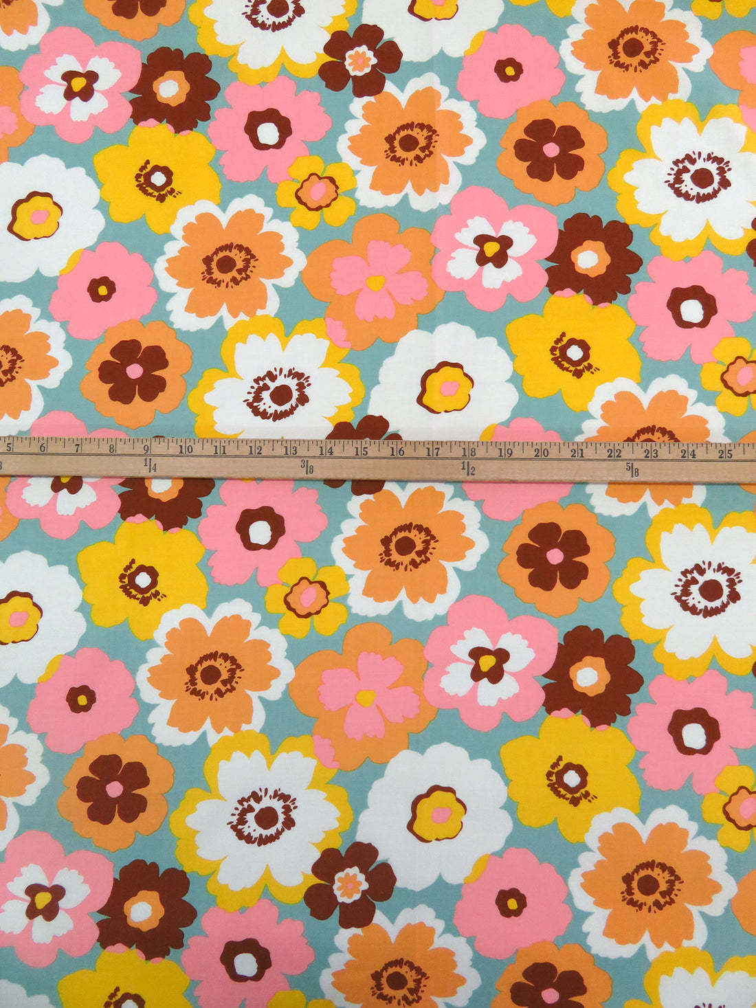 Green Sheen/White/Goldenrod/Multi 100% Rayon Floral Print Challis 43W