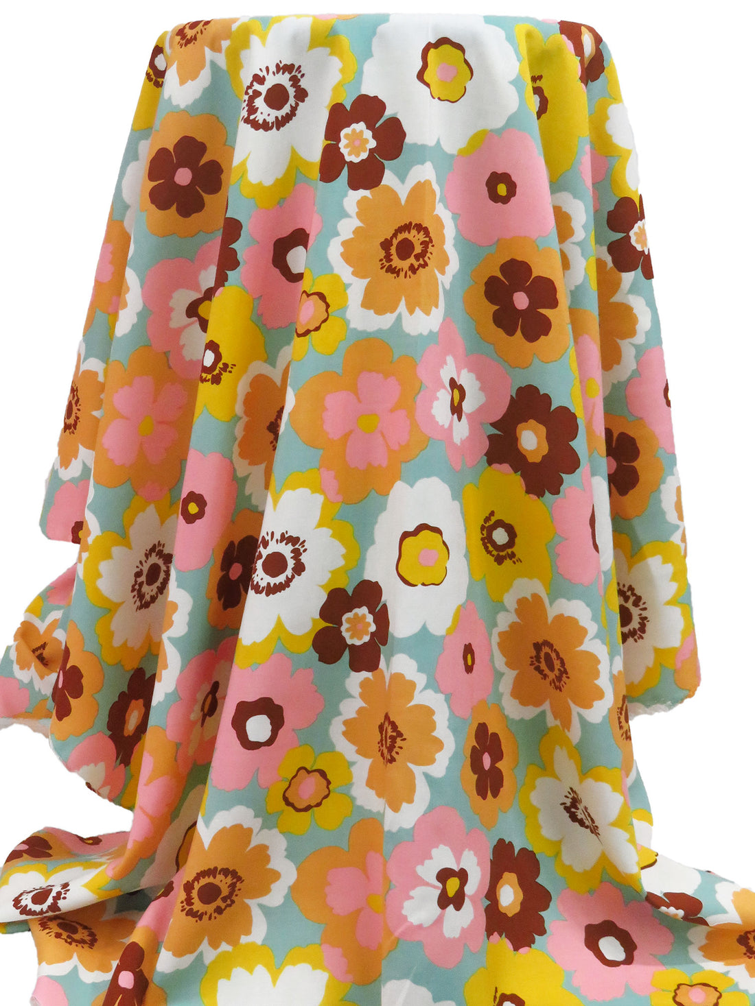 Green Sheen/White/Goldenrod/Multi 100% Rayon Floral Print Challis 43W