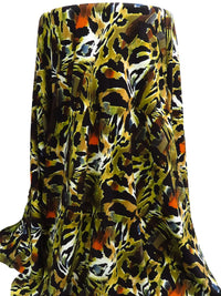 Black/Olive-Yellow/Dark Navy/Multi Rayon/Lycra Abstract Animal Print Jersey Knit 56W