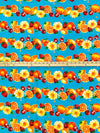 Cyan Azure/Lemon/Orange/Multi 100% Rayon Horizontal Fruit Print Challis 43W