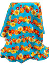 Cyan Azure/Lemon/Orange/Multi 100% Rayon Horizontal Fruit Print Challis 43W