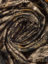 Black/Beige/Bronze Orange Polyester/Lycra Abstract Animal Print Stretch Velvet Knit 58W