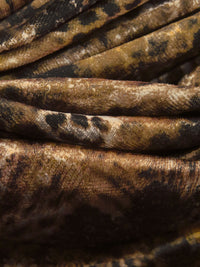Black/Beige/Bronze Orange Polyester/Lycra Abstract Animal Print Stretch Velvet Knit 58W