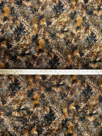 Black/Beige/Bronze Orange Polyester/Lycra Abstract Animal Print Stretch Velvet Knit 58W