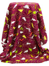 Burgundy/Lemon/Flame/Multi 100% Rayon Dinosaurs Print Challis 43W