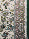 Dark Phthalo Green/Dusty Wheat/Misty Rain/Multi 100% Rayon Single Border Folk Floral Print Challis 44W