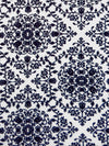 Dark Midnight Blue/White 100% Rayon Floral Damask Print Challis 44W