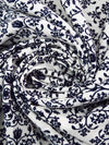 Dark Midnight Blue/White 100% Rayon Floral Damask Print Challis 44W