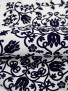 Dark Midnight Blue/White 100% Rayon Floral Damask Print Challis 44W
