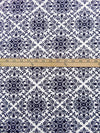 Dark Midnight Blue/White 100% Rayon Floral Damask Print Challis 44W