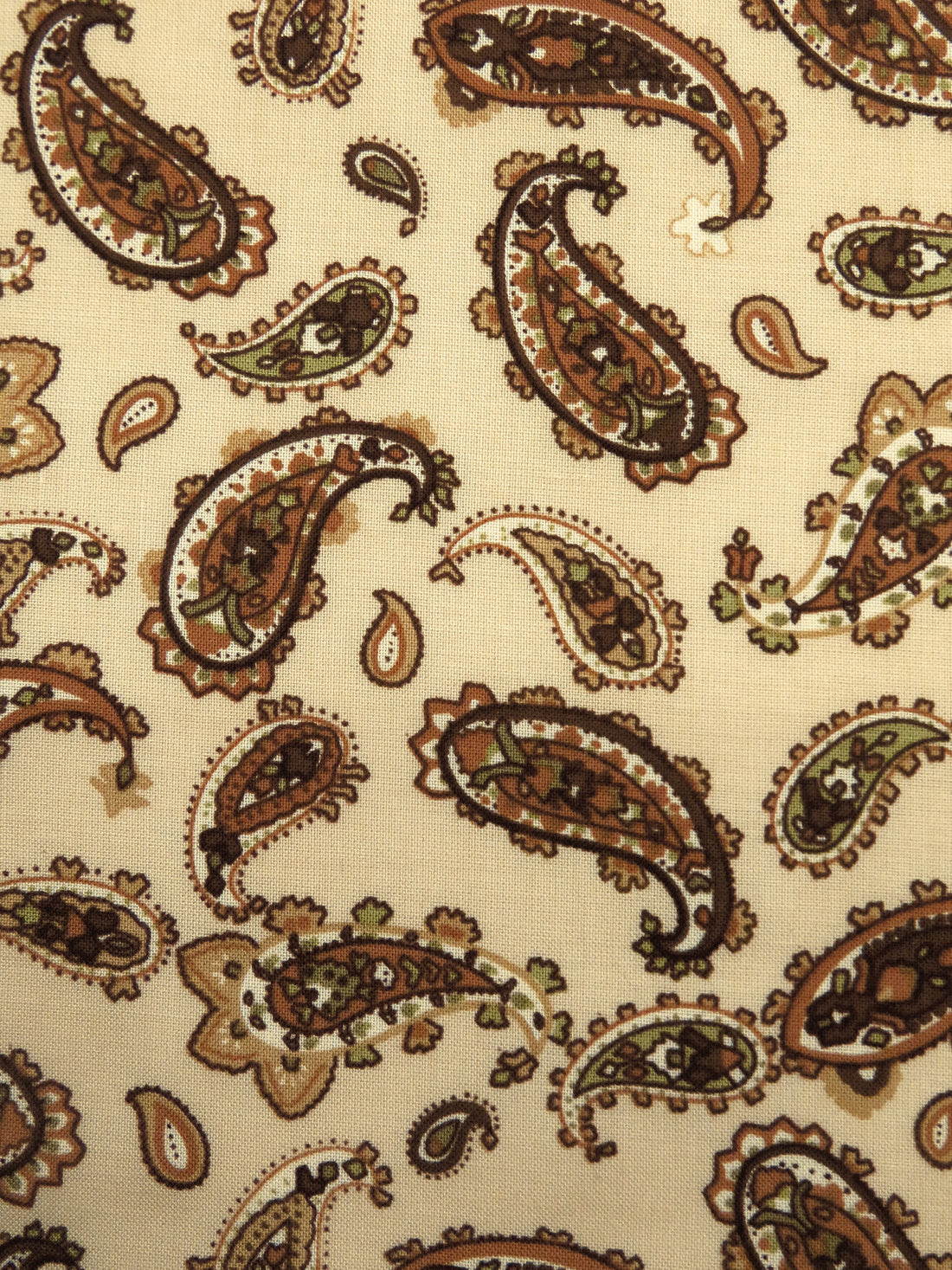 Wheat/Camel Brown/Misty Moss/Multi 100% Rayon Paisley Print Challis 44W