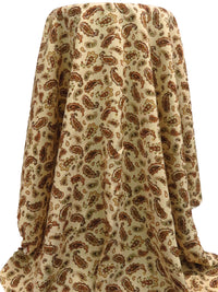 Wheat/Camel Brown/Misty Moss/Multi 100% Rayon Paisley Print Challis 44W