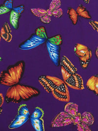 Concord Purple/Burnt Orange/Kelly Green/Multi 100% Polyester Butterfly Print Blouse Weight Woven 42W