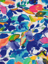 Dark Slate Blue/White/Lemon/Multi 100% Polyester Painterly Floral Print Bubble Crinkle Charmeuse 58W