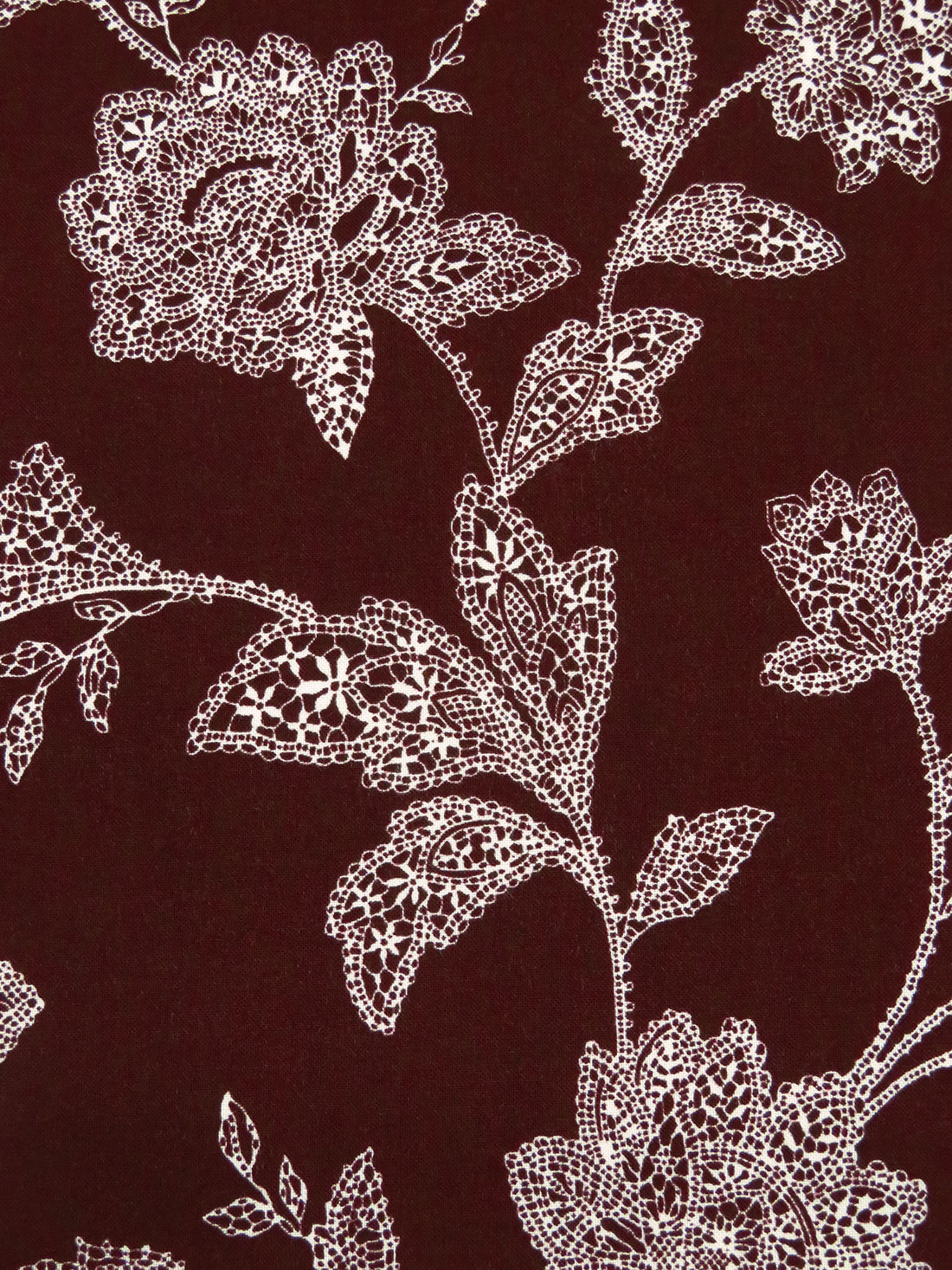 Dark Bulgarian Rose/Antique White 100% Rayon Mosaic Floral Print Challis 44W