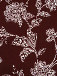 Dark Bulgarian Rose/Antique White 100% Rayon Mosaic Floral Print Challis 44W