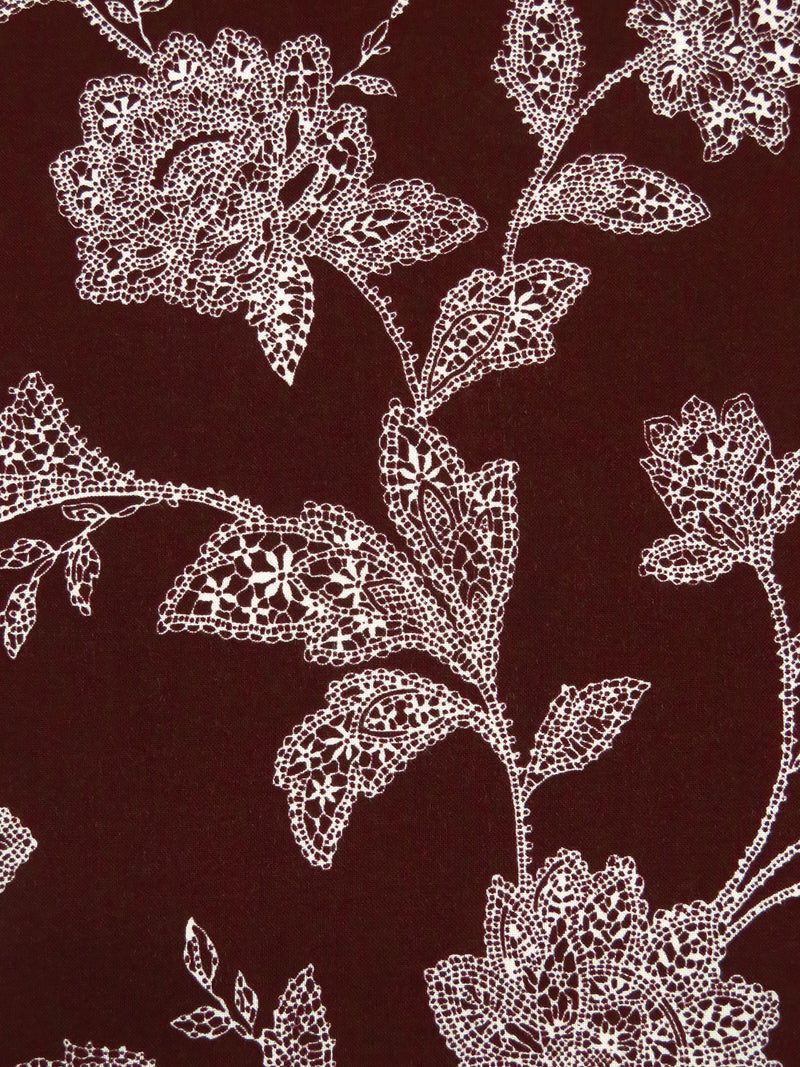 Dark Bulgarian Rose/Antique White 100% Rayon Mosaic Floral Print Challis 44W