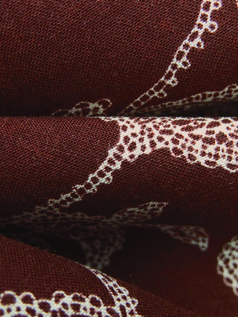 Dark Bulgarian Rose/Antique White 100% Rayon Mosaic Floral Print Challis 44W