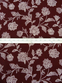 Dark Bulgarian Rose/Antique White 100% Rayon Mosaic Floral Print Challis 44W