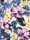 White/Chinese Blue/Light Medium Orchid/Multi 100% Rayon Tropical Floral Print Challis 44W
