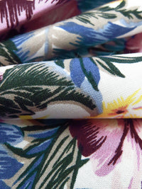 White/Chinese Blue/Light Medium Orchid/Multi 100% Rayon Tropical Floral Print Challis 44W
