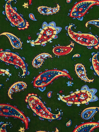 Deep Forest Green/Cornflower/Corn/Multi 100% Rayon Paisley Print Challis 44W