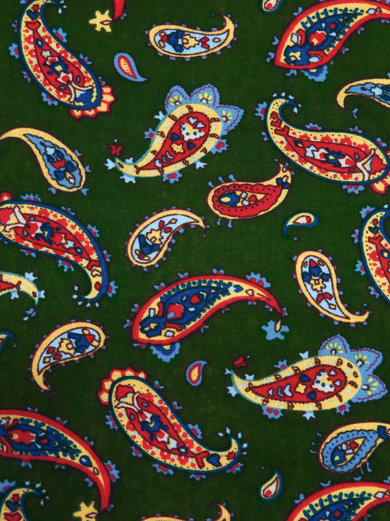 Deep Forest Green/Cornflower/Corn/Multi 100% Rayon Paisley Print Challis 44W