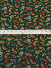 Deep Forest Green/Cornflower/Corn/Multi 100% Rayon Paisley Print Challis 44W