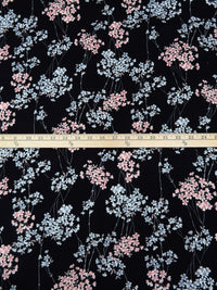 Black/Melon/Light Steel Blue/Multi 100% Rayon Floral Stems Print Challis 44W