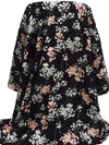 Black/Melon/Light Steel Blue/Multi 100% Rayon Floral Stems Print Challis 44W