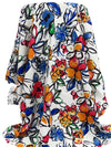 White/Steel Blue/Orche/Multi 100% Rayon Large Painterly Floral Print Challis 44W