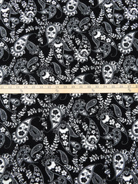 Black/Off-White 100% Rayon Paisley & Vine Print Challis 44W