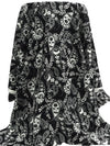 Black/Off-White 100% Rayon Paisley & Vine Print Challis 44W