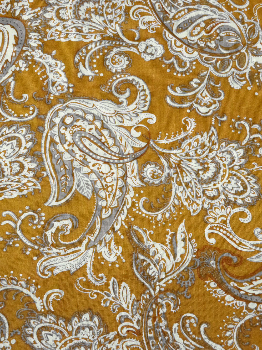 Dark Goldenrod/Bone/Iron 100% Rayon Paisley Print Challis 44W