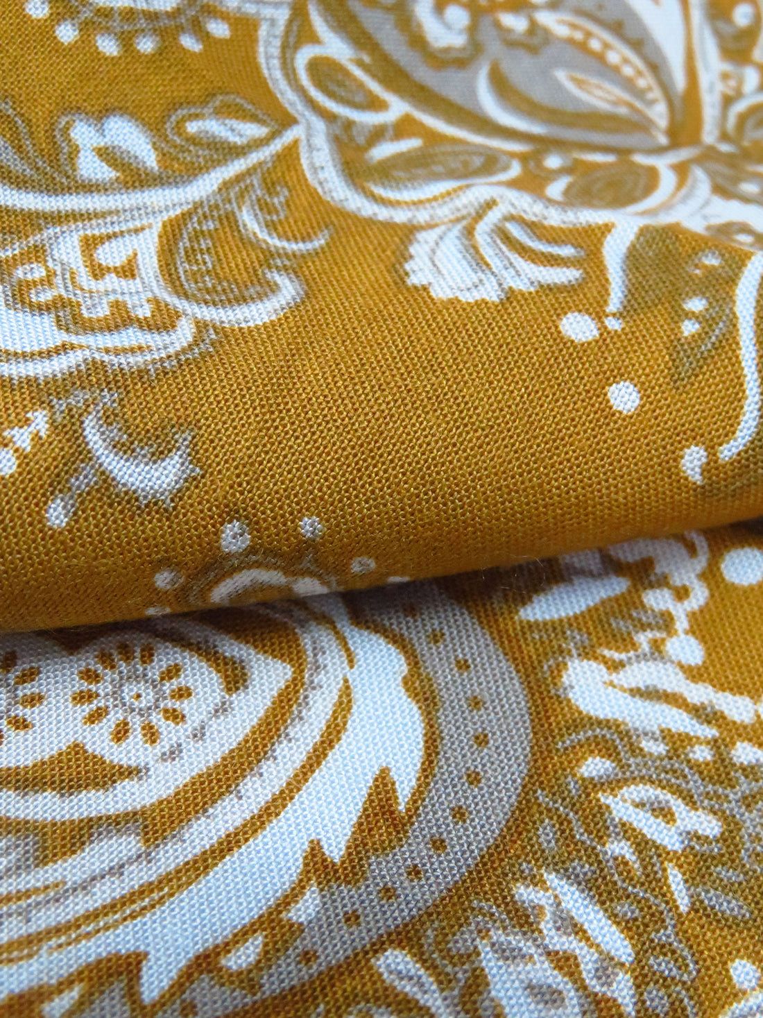 Dark Goldenrod/Bone/Iron 100% Rayon Paisley Print Challis 44W