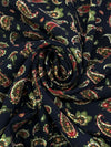 Midnight Navy/Bistre Brown/Cream 100% Rayon Paisley Print Challis 43W