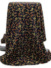 Midnight Navy/Bistre Brown/Cream 100% Rayon Paisley Print Challis 43W