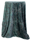 Turquoise Blue/Graphite Gray Polyester/Lycra Ornate Paisley Burnout Velvet Knit 46W