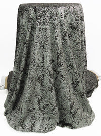 Dark Woodland Gray/Muted Espresso Brown/Silvery White Polyester/Lycra Ornate Paisley Burnout Velvet Knit 44W