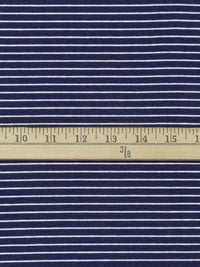 Dark Royal Blue/White Rayon/Lycra Horizontal Stripe Jersey Knit - NY Designer - 62W