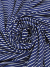 Dark Royal Blue/White Rayon/Lycra Horizontal Stripe Jersey Knit - NY Designer - 62W