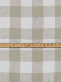 White/Oatmeal 100% Linen Buffalo Check Design Shirt Weight Woven 58W