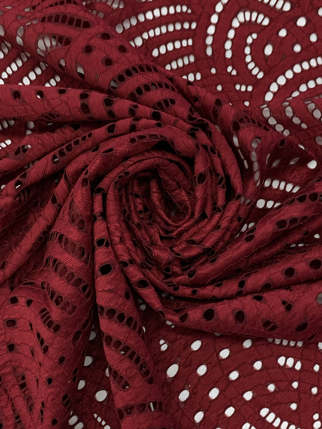 Garnet 100% Polyester Double Scalloped Border Stylized Eyelet Design Corded Lace - Famous Dress Designer - 56W