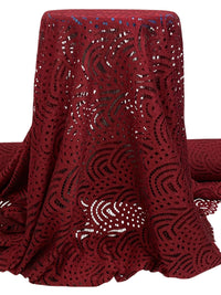 Garnet 100% Polyester Double Scalloped Border Stylized Eyelet Design Corded Lace - Famous Dress Designer - 56W